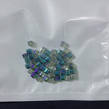 50 件 4 毫米方糖形透明玻璃珠、水晶方形散珠，适用于珠宝制作、DIY 手链项链耳环工艺品用品（4 毫米） - 藏蓝色 - 查看 10