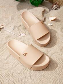 Sandalias de cuña con plataforma de PVC nuevas de verano con suela gruesa para mujeres, cómodas chanclas de playa a la moda