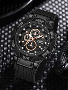 1pc Men's Silicone Strap Fashionable Casual Retro Dot Dial Quartz Watch For Daily Wear Or Holiday Gifts