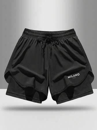 Pantalones cortos deportivos de verano para hombres de talla grande, de secado rápido y livianos, de unicolor con cordón, shorts casuales para vacaciones