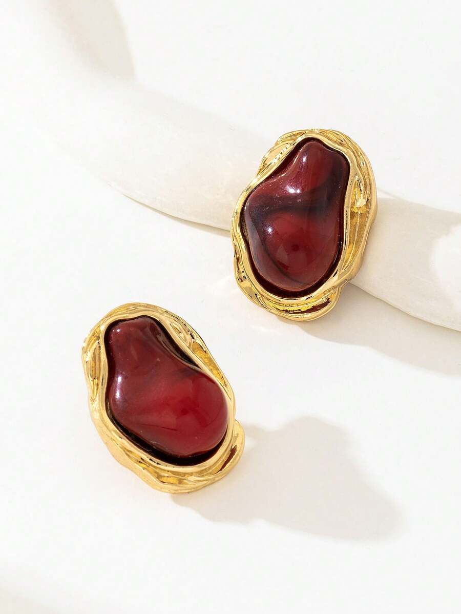 1 Pair Asymmetrical Shaped Fashion Pearl Drop Earrings, Elegant Vintage Style For Women