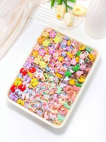 30/40/50/60 buc Bentite elastice drăguțe cu desene animate colorate pentru fete, cu flori, animale, decorațiuni curcubeu, scronchies de păr, legături de păr Accesorii de păr pentru purtare zilnică și petrecere