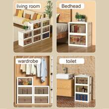 4-Layer Stackable Storage Bins With Lids And Wheels,Collapsibl E Storage Bins With Doors, Closet Organizers And Storage, For Home, Office, Kitchen