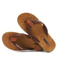 Summer New Men Flip Flops, Non-Slip Outdoor EVA Beach Sandals, Casual Slippers - Khaki - View 3