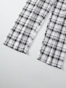 2pcs Men's Lightweight Pajama Set, Short Sleeve Top And Long Pants, Men's Spring/Summer Plaid Striped Loungewear Set - Light Grey - View 9