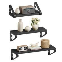 VASAGLE Wall Shelf, Floating Shelf, Set Of 3, Shelf, 2 Mounting Options, Display Shelf, For Living Room, Kitchen, Study, Bathroom, Ink Black And Matte Black - Black - View 9