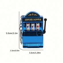 1 pieza Llavero con máquina de tragamonedas de moda, accesorio de plástico creativo para teléfono, accesorio único para bolso, adecuado para jugadores, juguete antiestrés, máquina de juego de azar en miniatura
