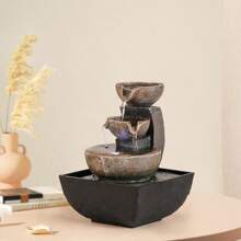 1 pieza Fuente de cascada de resina serena - Fuente de cascada de resina serena, alimentada por USB, voltaje bajo ≤36V, característica decorativa de agua fluida de sobremesa para relajación en el hogar y la oficina