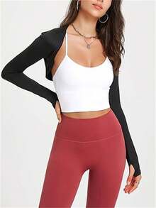 1 pieza Blusa corta casual con abertura frontal y mangas tipo murciélago, que deja al descubierto el abdomen - multicolor - Ver 4