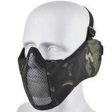 1 Peça Máscara Tática de Meia Face com Tela, Máscara de Combate Airsoft, Faixa de Cabeça Ajustável, Material de Fibra de Poliéster Durável, Para Treinamento e Jogos