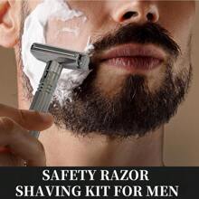 Men's Safety Razor Shaving Kit - Classic Stainless Steel Razor With Adjustable Razor Head, 10 Double Edge Blades, 3 Cleaning Brushes, Razor Stand - Ideal Gift For Fathers And Boyfriends, Perfect For Beard And Stubble Care, Shaving Accessories | Classic Razor Design | Durable Razor Stand, Shaving Supplies