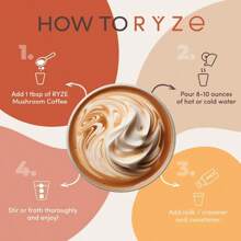 RYZE Mushroom Coffee USDA Organic With 6 Adaptogenic Mushrooms And MCT Oil, USA Grown Instant Coffee For Better Energy, Focus.Digestion, Immunity With Cordyceps, Lion's Mane.Turkey Tail, 30 Servings