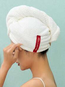 2/1pc(S) Coral Fleece Solid Color Soft Absorbent Hair Drying Cap/Women Bathrobe/Bathrobe Towel, Bathroom Accessories & Home Decor - White - View 12