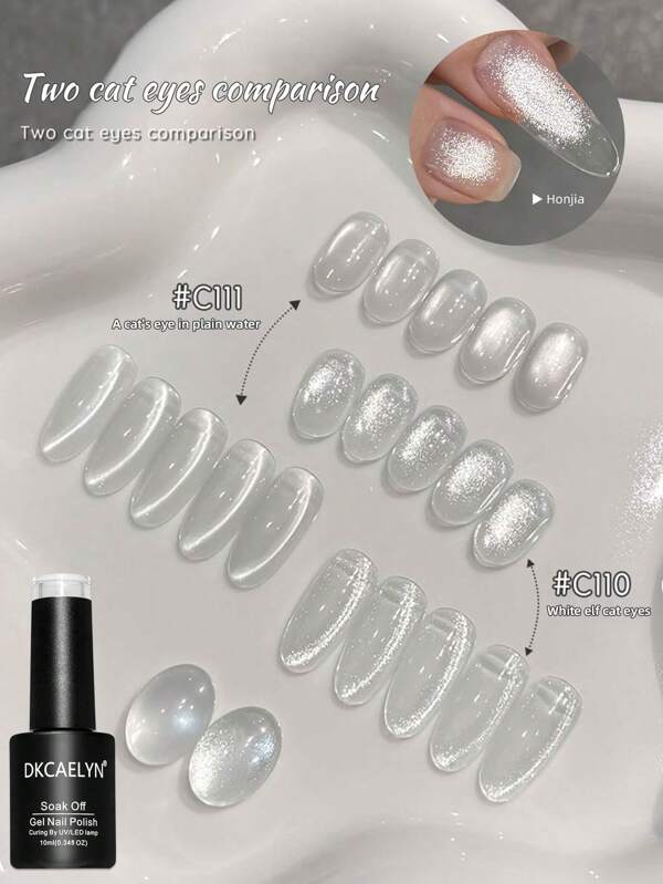1 Bottle 10ml Holographic Shiny Cat Eye Nail Gel, Multi-Chrome Cat Eye Effect No Gray Transparent Base Versatile Gemstone Cat Eye, Magnetic Gel Polish, Shiny & Bubble-Free, UV/LED Quick Dry Gel, Suitable For Women & Girls Manicure DIY Design