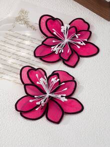 1 对复古布艺花卉耳环，别致花卉布耳钉，优雅的日常配饰