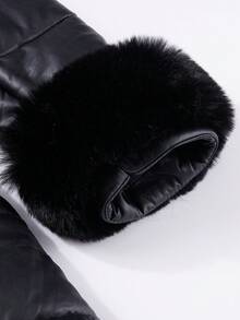 Giolshon Women's Fall/Winter Padded Jacket With Fluffy Hooded Collar, Padded Coat - Black - View 8