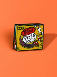 1/4 pièces Broche de rouleau de pizza, épinglette en métal d'alliage avec lettres colorées, accessoire décoratif pour sac, vêtements, bureau, chemises, vestes, bijoux pour Noël et Halloween