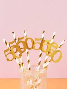 10pcs Birthday Disposable Paper Straws, Birthday Party Tableware Decoration Straws, Birthday Decoration Room Decoration Disposable Tableware Disposable Straws, Home Holiday Party Kitchen Decoration, 30th Birthday Decoration, 40th Birthday Decoration, 50th Birthday Decoration, Birthday Gift Party Favor