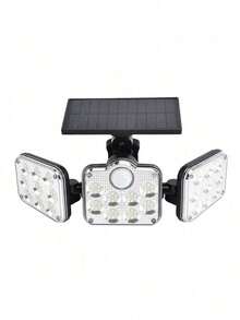Lámpara Solar Exterior con Sensor de Movimiento - 138LED Lampara Solar de Tres Cabezales con Mando a Distancia, 3 Modos, Iluminación gran angular de 270°, Impermeable Luz Solar Exterior - Negro - Ver 8
