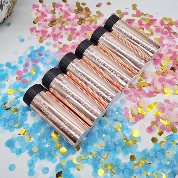 قاذفة واحدة لكشف جنس المولود الجديد مسحوقة بالورقة الذهبي الوردي للتزيين في حفلات الكشف عن النوع