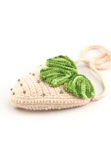 Handmade Creative Sequined Strawberry Crochet Bag - Baby Pink - View 5