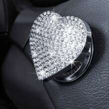 1 Stück Bling Druckstart-Knopf Abdeckung mit Strass, Herz-Druckstart-Knopf Abdeckung für Auto Dekoration, Diamant Motor-Startknopf Abdeckung Auto Innen Zubehör für Frauen & Mädchen