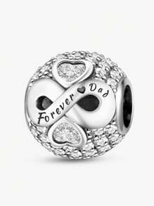 1Pc 925 Sterling Silver Hollow Letter DIY Bead For Ladies Jewelry Bangle Accessories Fine Jewelry Making