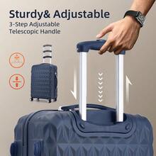 Large Suitcase Luggage Hard Shell | Aluminum Telescopic Handle | 3 Digit Combination Lock | 4 Dual Spinner Wheels | Lightweight Durable Suitcases Check In (Navy) - Navy - View 4