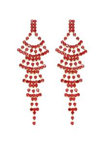 Europe And The United States Retro Court Gorgeous Long Red CZ Women's Crystal Earrings 1 Pair