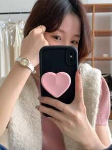 1pc Heart-Shaped Airbag Phone Handle Holder, Extendable Dopamine Color Series High Aesthetic Ins Style Simple And Fashionable, Multiple Color Options, Comfortable Sliding Feel Desktop Convenient Stand