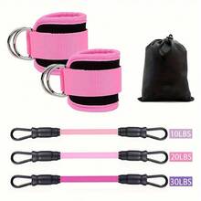 Set de 6 bandas de resistencia con correas para tobillos, de tensión media, equipo de ejercicio para piernas y glúteos, para desarrollo muscular, entrenamiento de fitness, yoga, correr, taekwondo y accesorios de gimnasio - Negro - Ver 6
