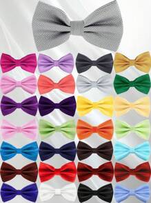 Men's Solid Color Elegant Jacquard Bow Tie, Pre-Tied Double Layer Solid Color Bowtie, Satin Formal Tuxedo Bowknot, Adjustable, Suitable For Groomsmen, Wedding, Party, Formal Events, Holiday Gift