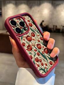 1个浪漫酒红色玫瑰豹纹软TPU防摔防滑防震手机壳，兼容三星和苹果15/15Plus/15Pro/15ProMax，国际版，非国内版 - 彩色 - 查看 3