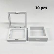10-Pack Plastic Floating Jewelry Boxes, Organizer Display Cases For Rings, Bracelets, Earrings, Necklaces - Multicolor - View 8
