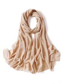 1pc Lightweight Chiffon Solid Color Scarf, Simple & Versatile Women Fashion Accessory Neck Wrap, Sun Protection Shawl For Dress - Multicolor - View 6