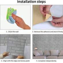 10PCS White 3D Tile Brick Wall Sticker Soft Self-Adhesive Waterproof Foam Panel - Silver Gray - View 8