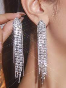 1 par de pendientes largos con forma de corazón, con strass y borlas, para San Valentín, mamá, madre, Día de la Madre, regalo