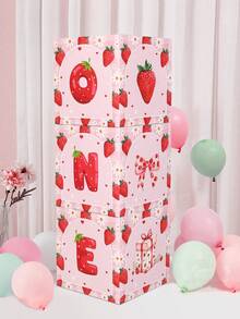 3 cái/bộ 27cm Hộp bóng bay sinh nhật đầu tiên hình quả dâu tây màu hồng, Trang trí nền sinh nhật đầu tiên, Thiết kế nơ hồng hình quả dâu tây dễ thương 'ONE', Hộp quà tặng bất ngờ cho sinh nhật, Hộp bóng bay trang trí sự kiện đám cưới, Đồ trang trí tiệc mừng em bé, Đồ dùng cho tiệc sinh nhật, Quà tặng sinh nhật, Trang trí nhà cửa, Trang trí phòng, Trang trí mùa hè, Đồ trang trí hình quả dâu tây ngọt ngào, Quà tặng tiệc, Hộp giấy - Hồng - Xem 1