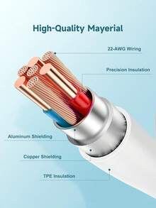 D8 USB C 转 USB C 数据线，(1 米和 2 米)USB 2.0 C 型充电器数据线 3A 快速充电兼容 16/16pro/15/15 Pro Max/Air 2023/iPad Pro 2023、iPad Air 5、Galaxy S23 S23+ S23 Ultra S22 S22+ S22 Ultra S21/ S21+/ S21 Ultra S20/ S20+/ S20 Ultra Note 20/ Note 20 Ultra Note 10/ Note 10 Plus A90 A80 A72 A71 A70。 - 白色 - 查看 6