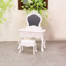 1pc White/Pink/Brown Color Makeup Vanity And Nightstand Boxed Set, Mini Colored Furniture Playset, Mini Colored Vanity, Mini Furniture Model, Mini Vanity, Vanity Model, Dollhouse Decor, Pretend Play Toy, Miniature Model, Photography Prop, Realistic Furniture Model, Plastic Toy - Multicolor - View 10