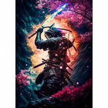 1 件/3 件墙面艺术海报可选框架复古黑色武士樱花武士人物艺术绘画壁纸海报和印刷品客厅家居装饰海报，适用于住宅和宿舍墙壁，客厅和酒吧装饰，餐厅或浴室装饰，房间装饰，高品质无框，室内/室外油画艺术，无框/有框 - 彩色 - 查看 24