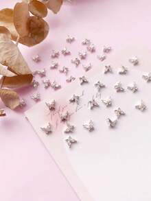 30 Pieces Of Artificial Zirconia Small Butterfly Design Nail Art Decoration, Small-Sized Butterfly Alloy Rhinestone Nail Accessories, Y2K Style Nail Jewelry, 3D Elegant Diy Decoration, Japanese Style Fresh And Simple Short Nail Butterfly Nail Decoration, Suitable For Women'S Nail Art Nail Supplies Nails Nail Charms Nail Gems