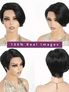 Eulisi 短款鲍勃假发 13x4 透明蕾丝前部精灵剪发假发真人发短款鲍勃直发 6 英寸 180% 密度自然外观蕾丝前部假发女士 - 日常使用和多功能造型，日常假发 | 优雅假发