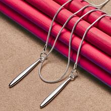 Dây chuyền hình rắn hai lá mạ bạc 925 dành cho nữ, thích hợp làm trang sức dự tiệc cưới, đính hôn và các dịp khác. - Bạc - Xem 3