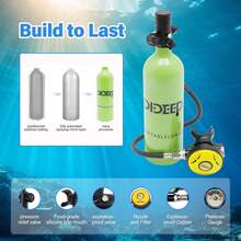 HOHOBLA 1L 32.8ft Mini Scuba Tank, 3.54 X 13.8 Inch 3000psi Small Portable Lung Diving Tank With 360° Swivel Joint - green+black - View 3