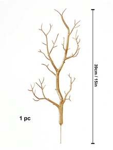 1/3Pcs Artificial Plastic Branches,Faux Antlers Tree Branch,Small Decorative Branch For Wedding Table Decoration,Baby Shower,Party Decor,Fake Plants Home Decor Christmas Decorations Room Decor Christmas - Gold - View 2