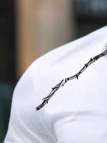 男士长袖荆棘印花单排扣正装衬衫 - 白色 - 查看 4