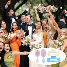 16 Stücke/Set Brautjungfer Vorschlag Geschenke, 8 eckige/blumen Haarklemmen, 8 Haarbürsten für Braut Hochzeit Junggesellinnenabschied Partyfavors