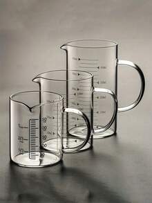 耐高温玻璃量杯，带刻度和手柄，搅拌杯，微波炉专用鲜奶杯，透明，1个装