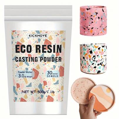 ResinCrete, 500G Water-Based Formula, 20-30 Minutes Demold Fast Curing Casting For Beginners, Mineral Casting Powder, Easy Mix For DIY Home Art